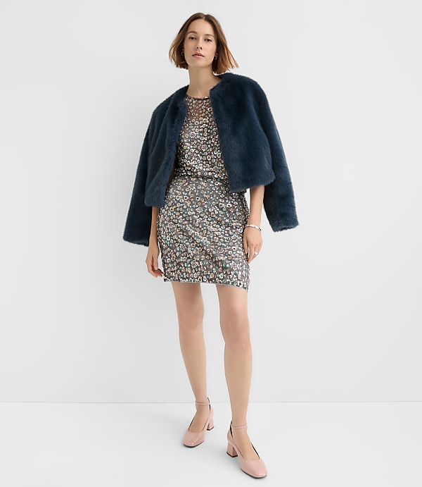 Floral Sequin Mini Skirt