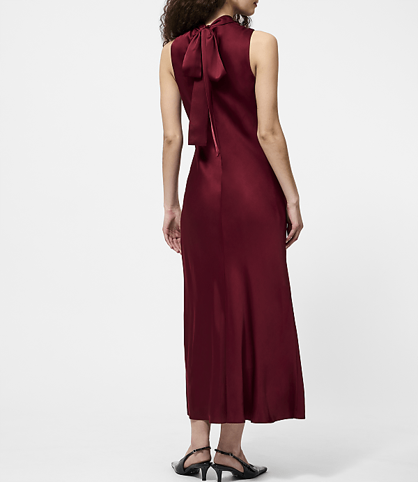 French Connection Ennis Satin Sleeveless Bow Midi Dress
