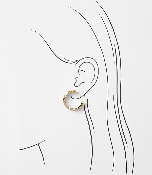 Crossover Mixed Metal Hoop Earrings