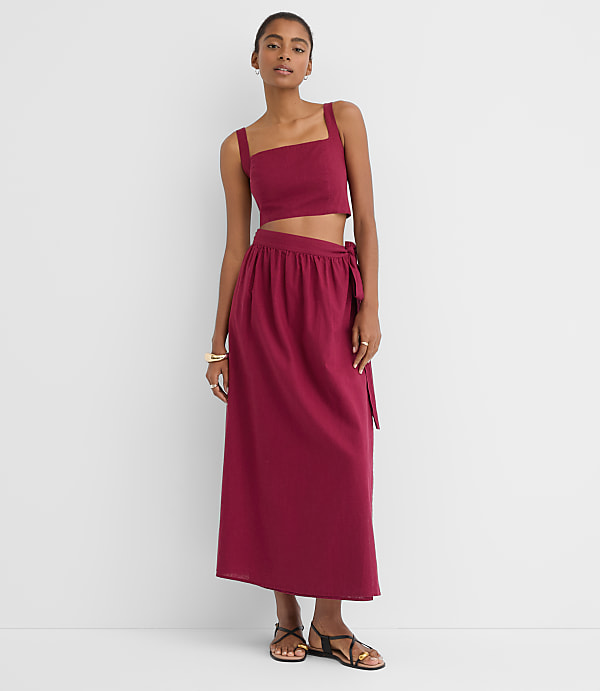 LOFT Beach Linen Cotton Maxi Wrap Skirt