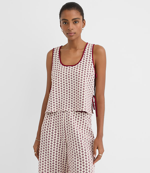 LOFT Beach Geo Crochet Side Tie Tank Top