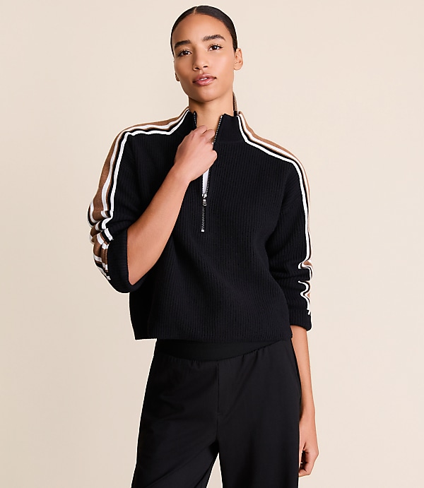 Lou & Grey Striped Half Zip Sweater