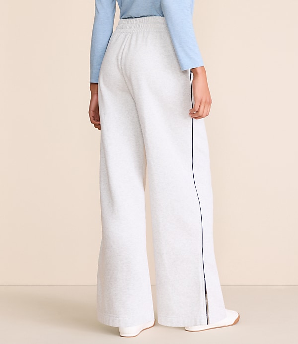 Lou & Grey Heathered Piped Elite Fleece Wide Leg Sweatpants