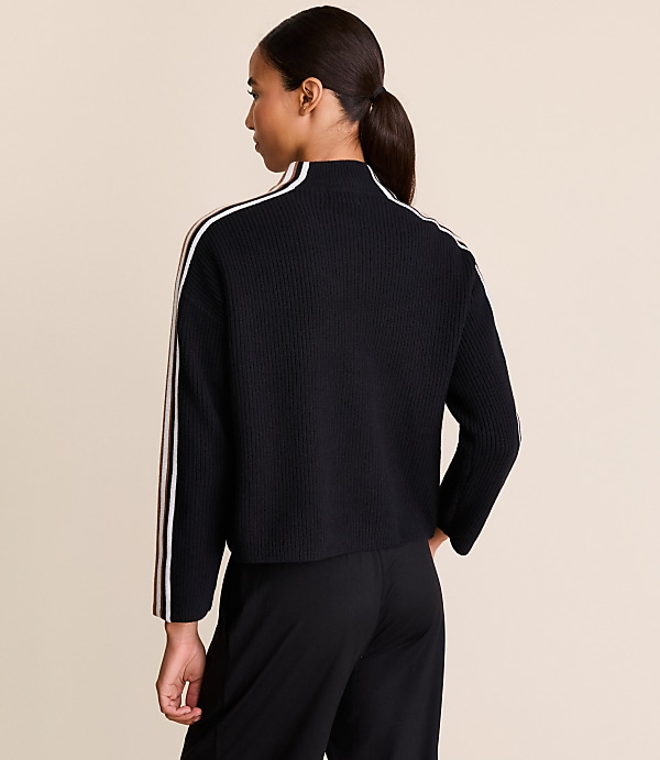 Lou & Grey Striped Half Zip Sweater