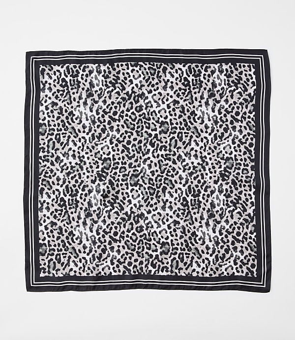 Snow Leopard Print Square Silk Scarf