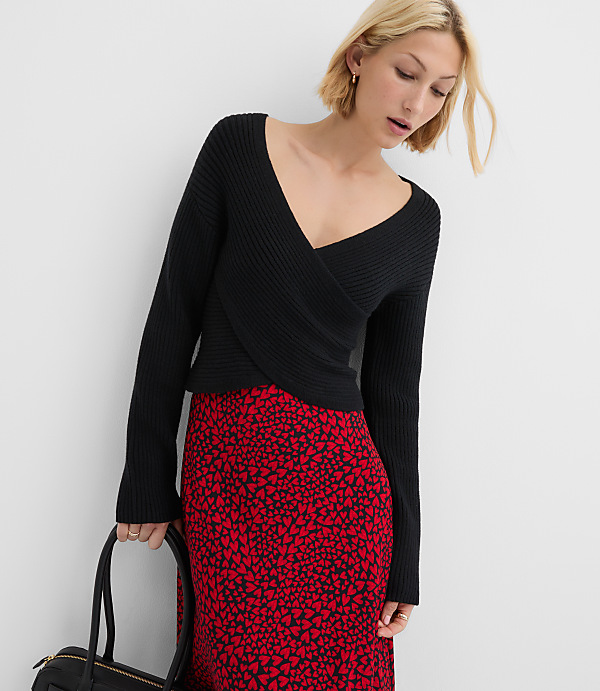 Ribbed Crossover Sweater