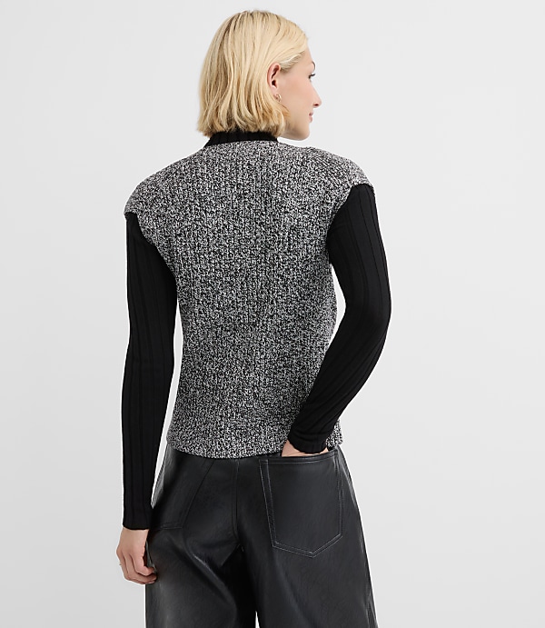 Hammered Metallic Button Ribbed Sweater Vest