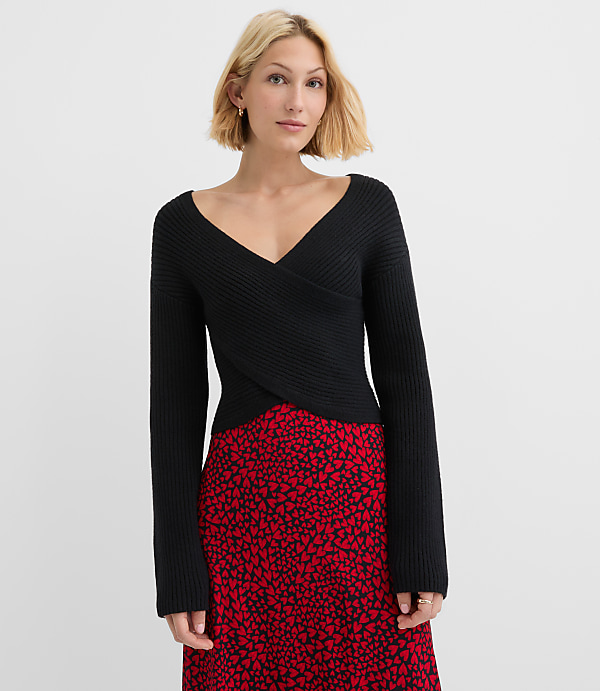 Ribbed Crossover Sweater