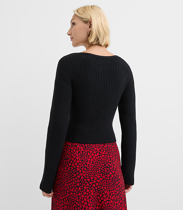 Ribbed Crossover Sweater