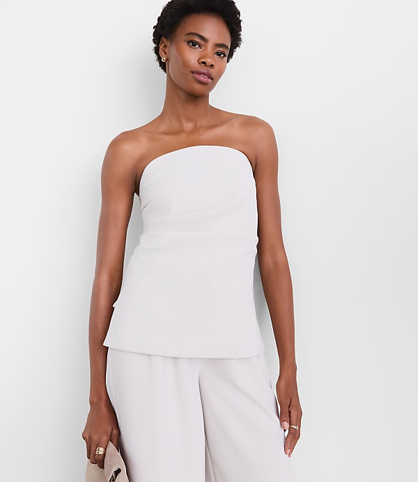 LOFT Versa Crepe Drape Pleated Strapless Top