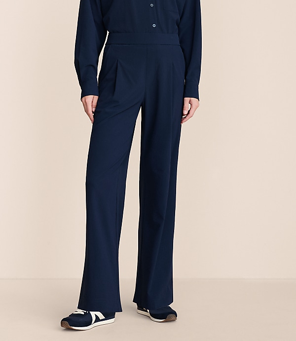 Lou & Grey Seersucker Wanderweave Wide Leg Trouser Pants
