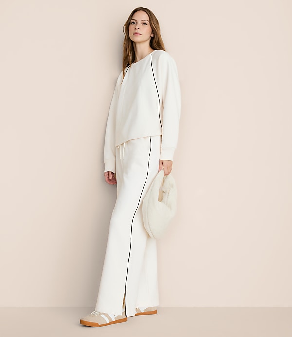 Lou & Grey Piped Elite Fleece Wide Leg Sweatpants
