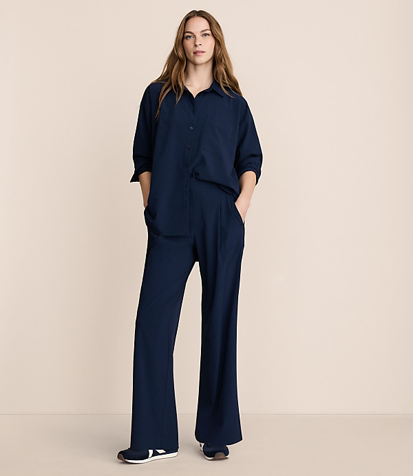 Lou & Grey Seersucker Wanderweave Wide Leg Trouser Pants