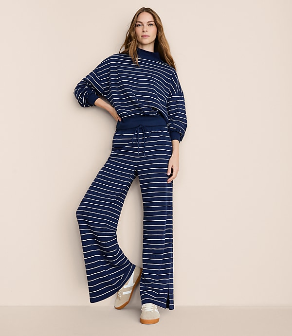 Lou & Grey Striped Cozy Cotton Wide Leg Pants