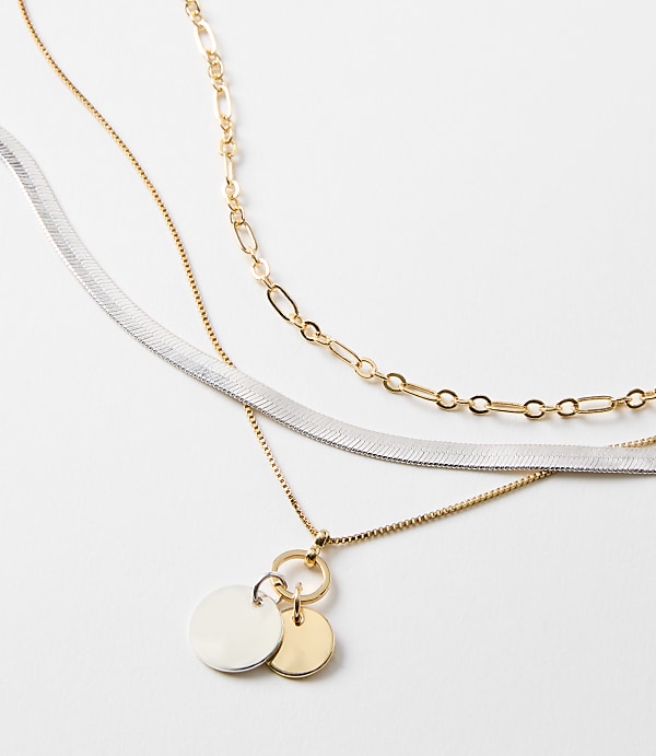 Mixed Metal Delicate Chain Necklace Set