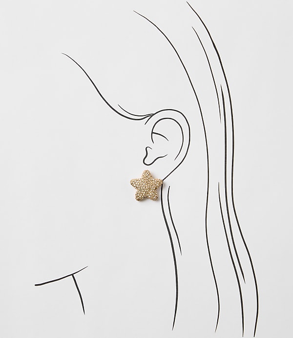 Sparkle Puffy Star Stud Earrings