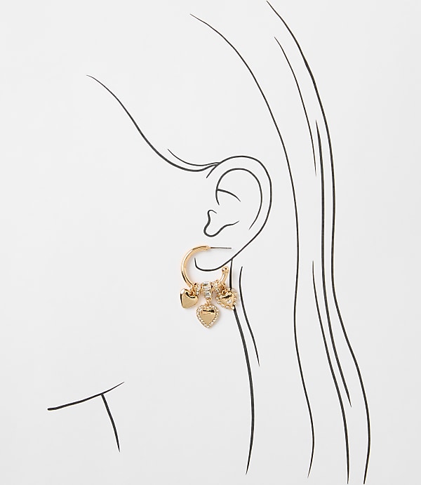 Sparkle Heart Cluster Hoop Earrings