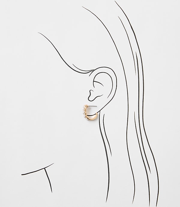 Pearlized Sparkle Huggie Hoop Earrings