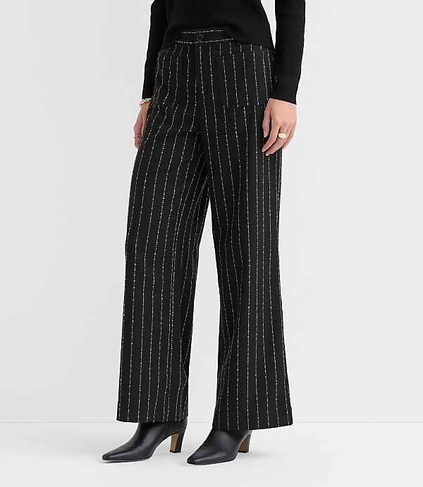 Palmer Wide Leg Pants in Brushed Pinstripe