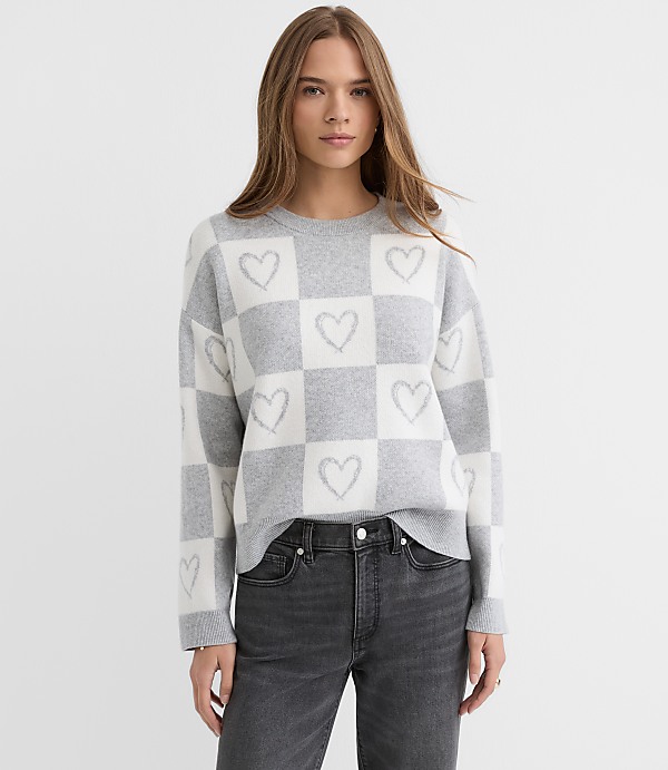 Heart Checkered Sweater