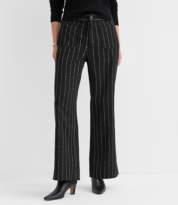 Curvy Palmer Wide Leg Pants in Brushed Pinstripe