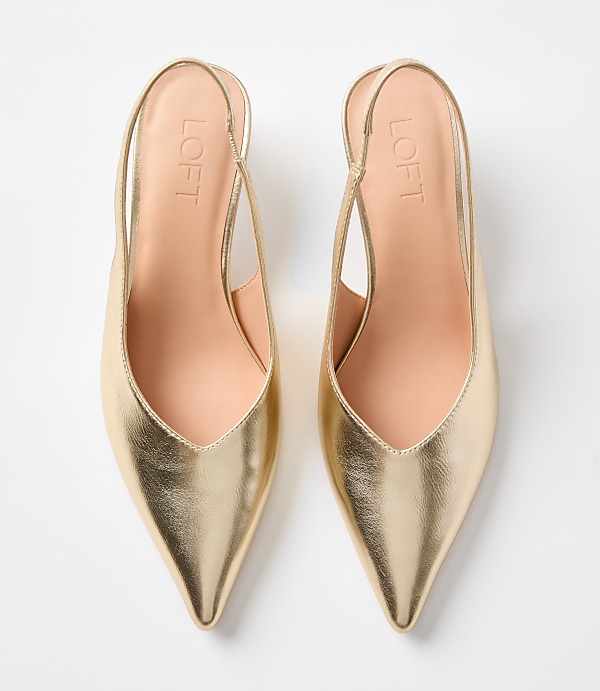Metallic Slingback Kitten Heels