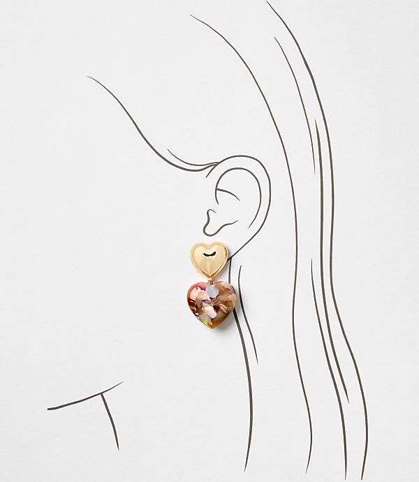 Tortoiseshell Print Puffy Heart Earrings