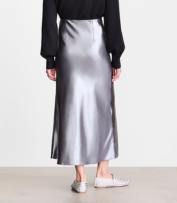 Petite LOFT Versa Shimmer Bias Midi Skirt