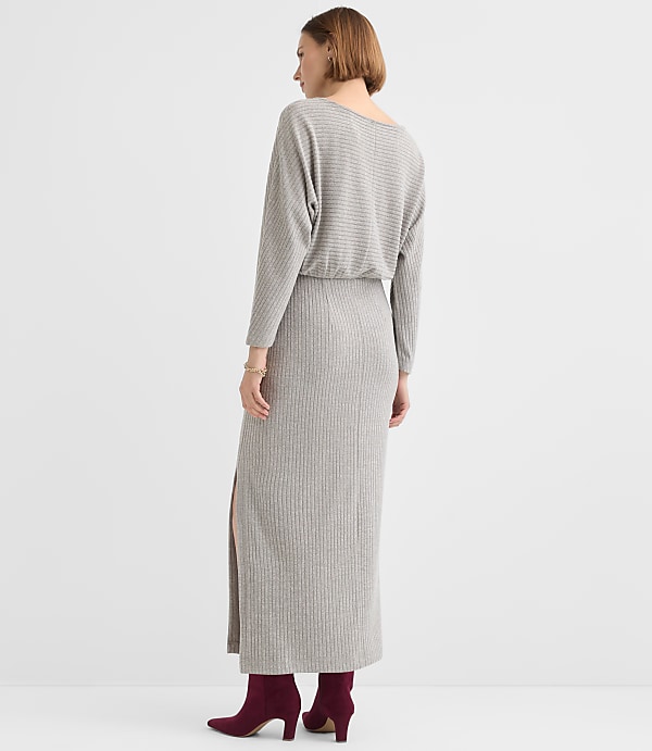 Petite Brushed Ottoman Side Pleated Midi Dress