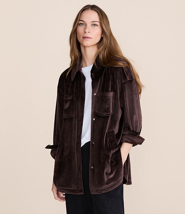 Lou & Grey Ribbed Velour Shirt Jacket