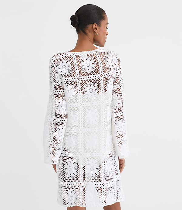 LOFT Beach Floral Tile Crochet Swimsuit Coverup