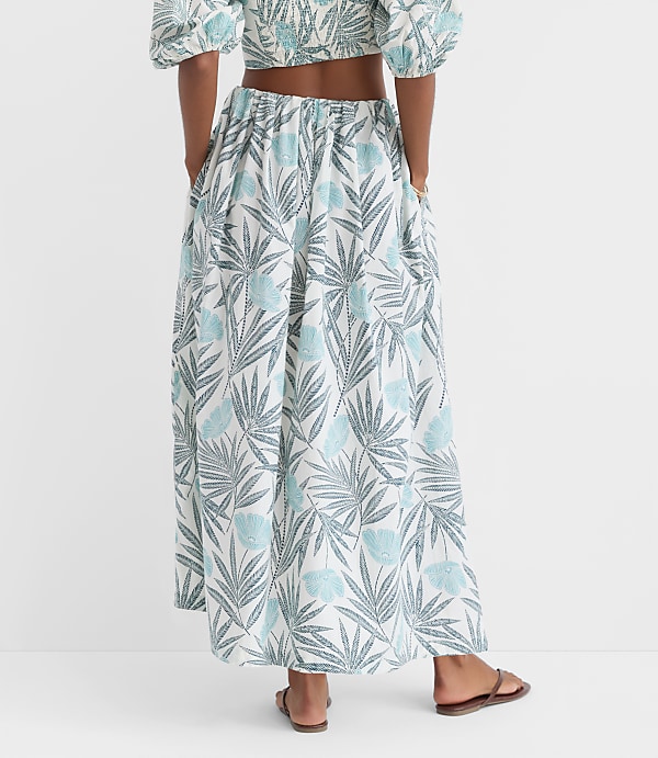 LOFT Beach Palm Poplin Maxi Pocket Skirt