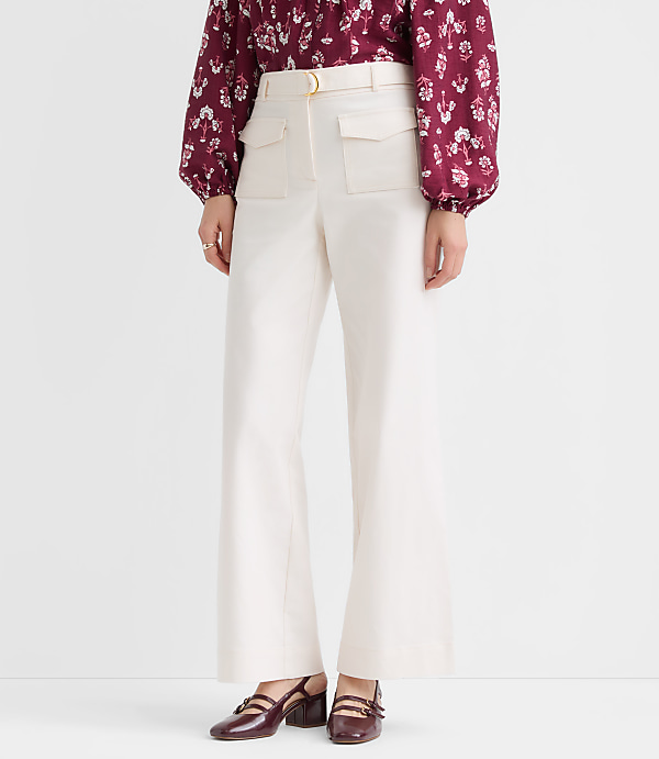 Belted Palmer Wide Leg Pants in Pique