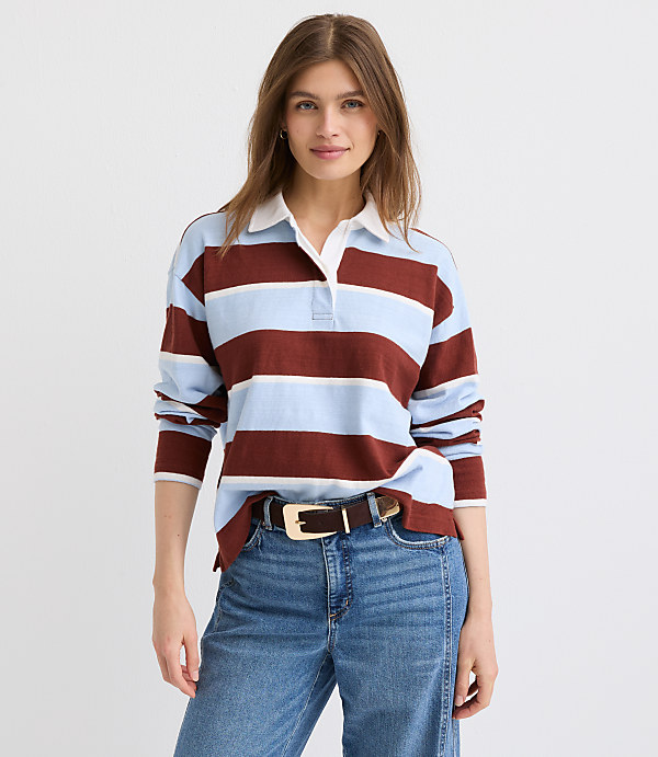 Rugby Stripe Polo Top