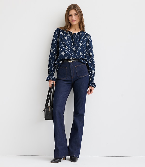 Bouquet Ruffle Cuff Blouse