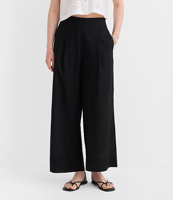LOFT Beach Linen Cotton Wide Leg Pants