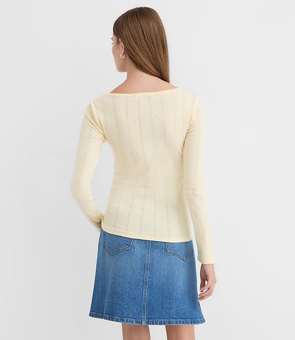Ribbed Sweetheart Neck Long Sleeve Tee