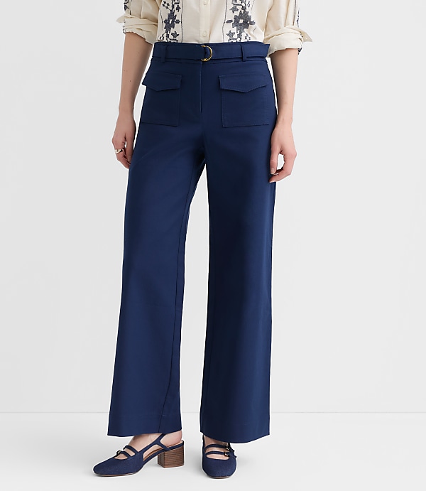 Belted Palmer Wide Leg Pants in Pique