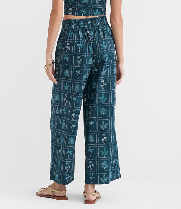 LOFT Beach Palm Linen Cotton Wide Leg Pants