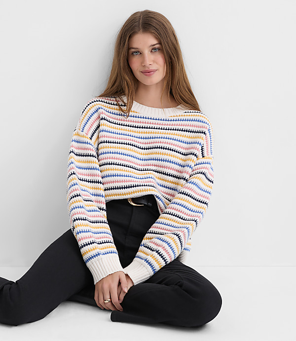 Textured Stripe Relaxed Sweater