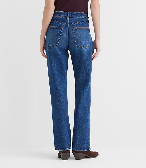 Rivete Mid Rise Relaxed Straight Jeans in Dark Wash