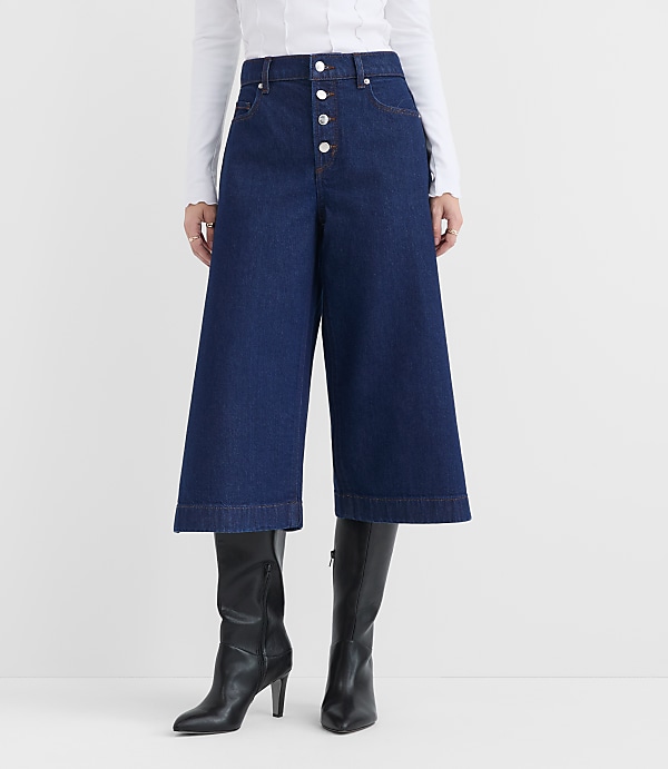 Rivete High Rise Gaucho Jeans in Nova Wash