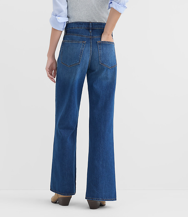 Rivete Mid Rise Loose Flare Jeans in Vintage Dark Wash