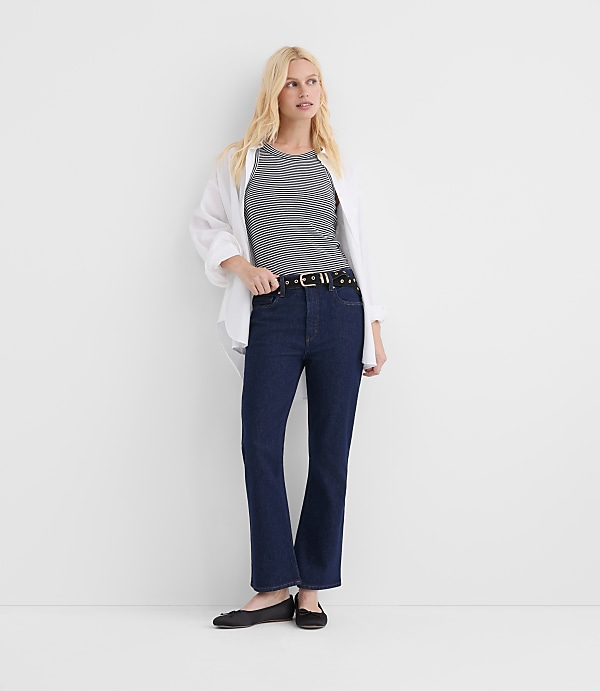 Rivete High Rise Kick Crop Jeans in Nova Wash