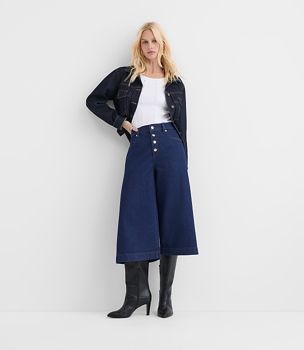 Rivete High Rise Gaucho Jeans in Nova Wash