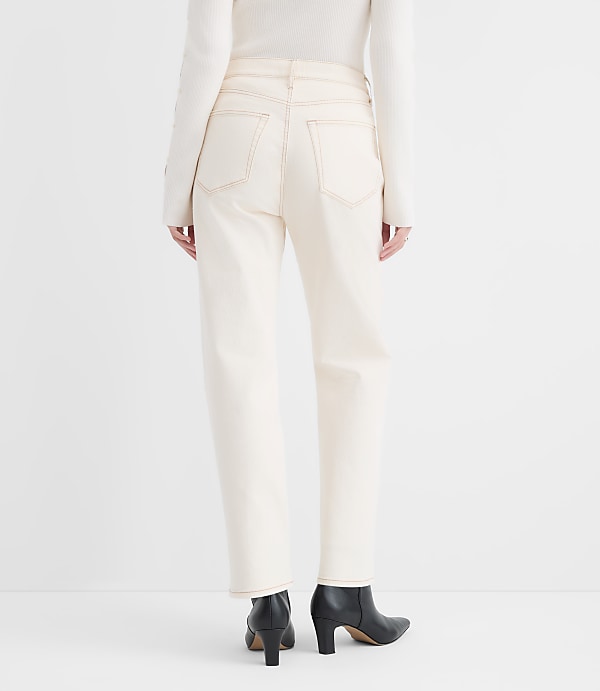 Rivete Curvy High Rise Straight Jeans in Ivory
