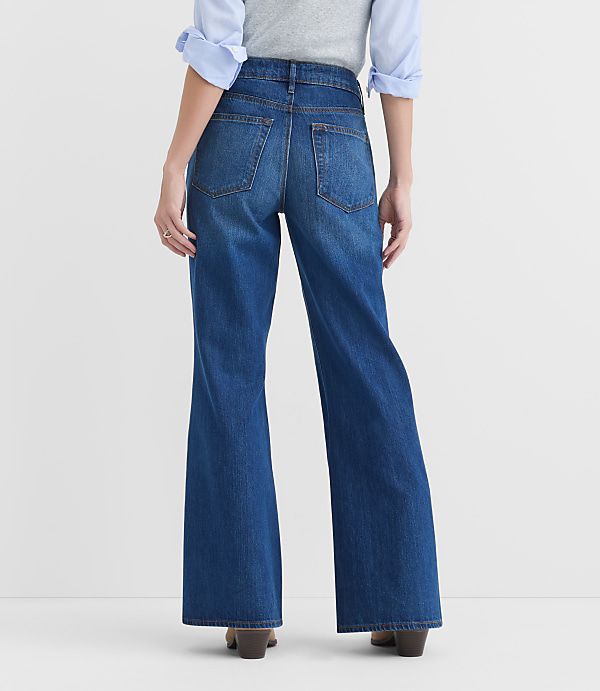 Rivete Curvy Mid Rise Loose Flare Jeans in Vintage Dark Wash