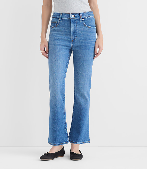 Rivete Curvy High Rise Kick Crop Jeans in Vintage Mid Wash