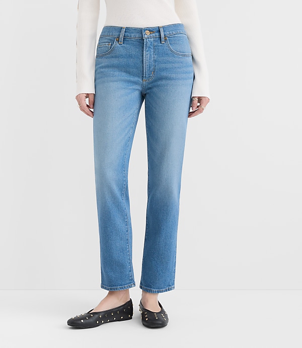 Rivete Curvy Mid Rise Slim Jeans in Vintage Mid Wash
