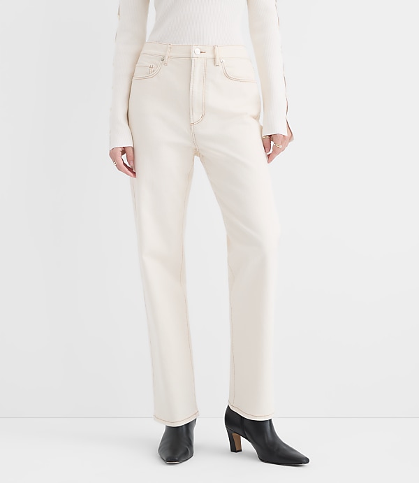 Rivete Curvy High Rise Straight Jeans in Ivory